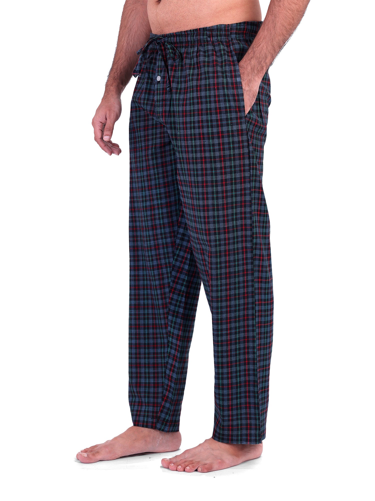 Wholesale Men's Fleece Pajama Pants - 3X-5X, Blue/Orange Plaid