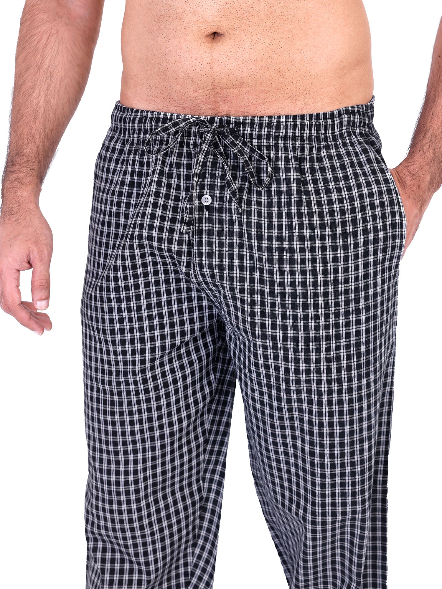 Black and white plaid pajama pants men hot sale